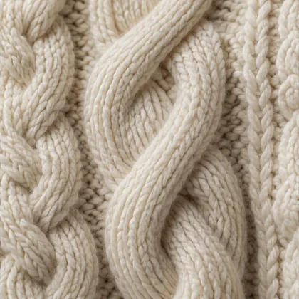 Cream cable knit, up close